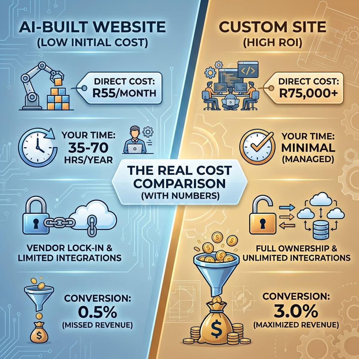 AI Website Builder vs Custom Site: The True Cost (2026)