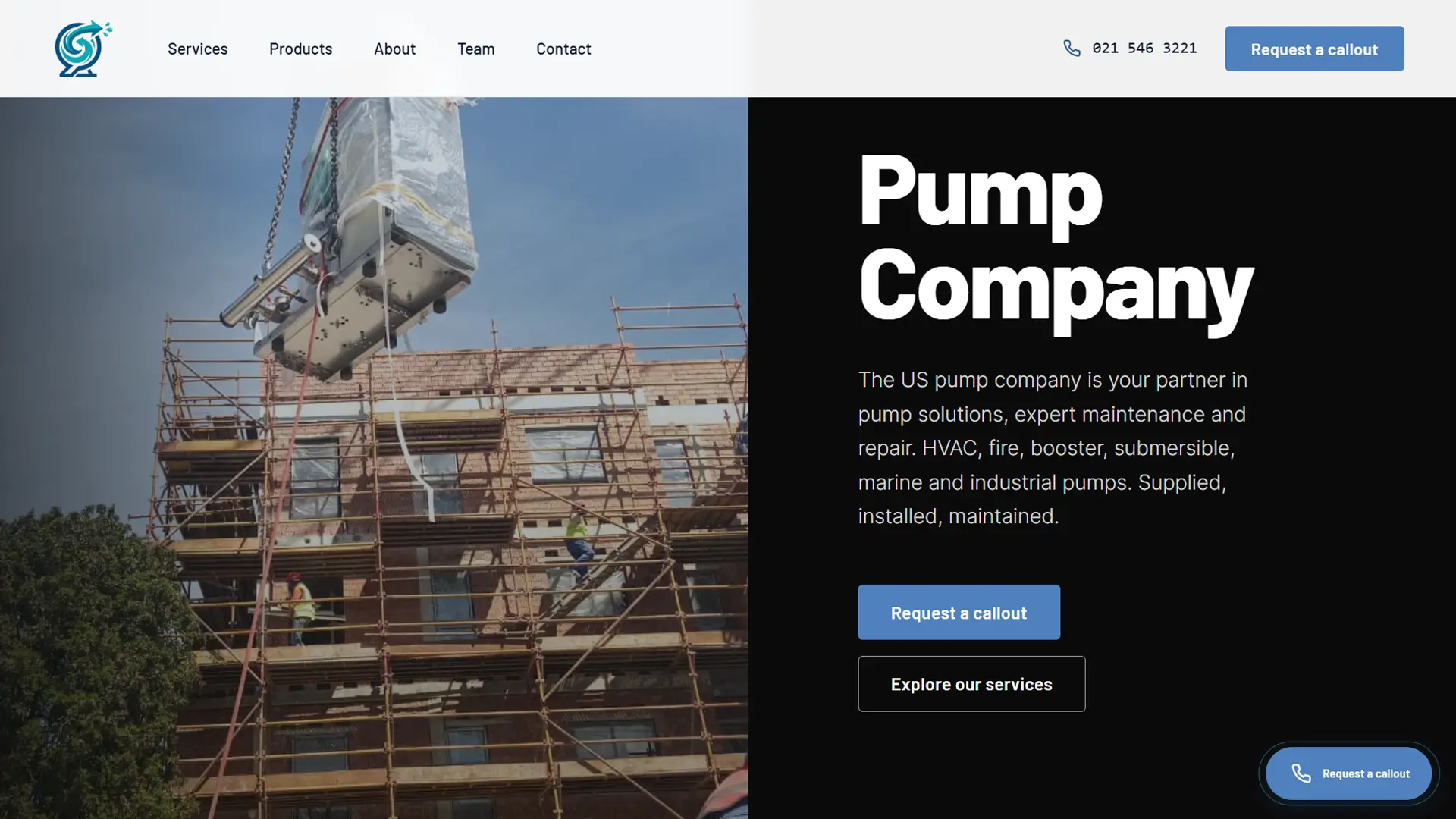 US Pump Company website shown on a laptop