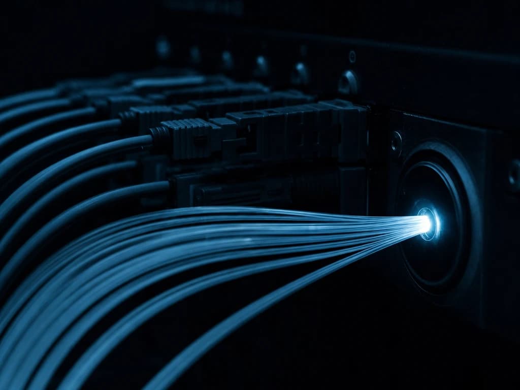 Fibre lines converging into a single port