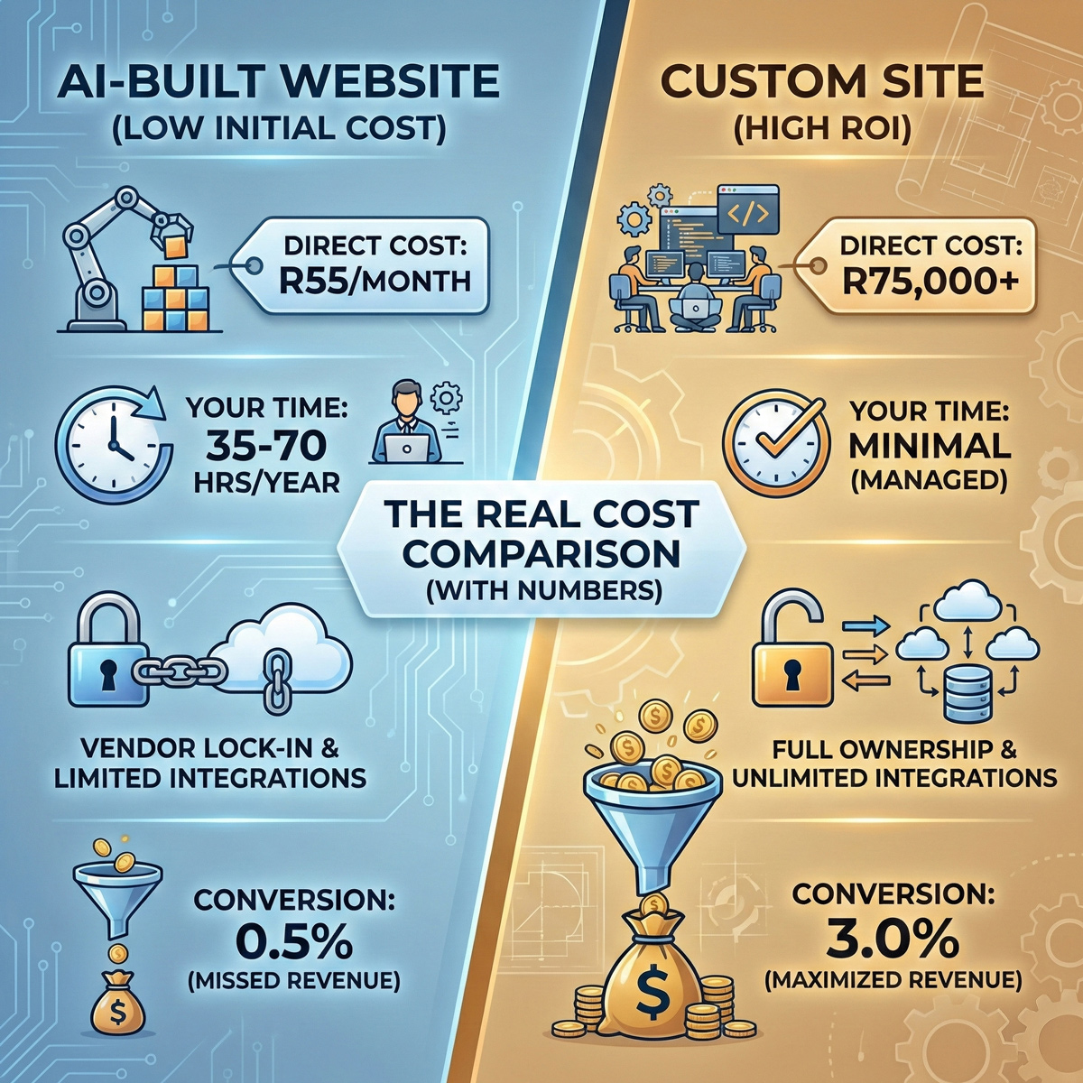AI Website Builder vs Custom Site: The True Cost (2026) | TurboPress